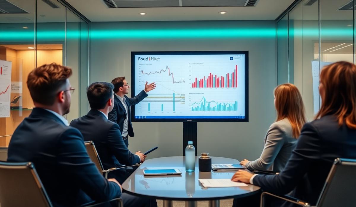 Advisers presenting portfolio reporting to a client group